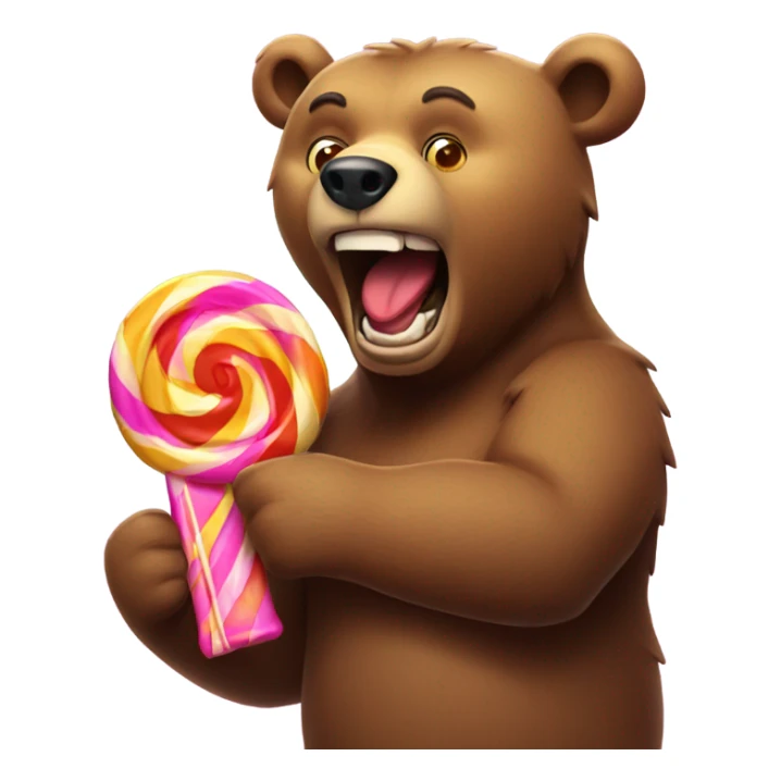 Bear with big candy in his mouth  sticker