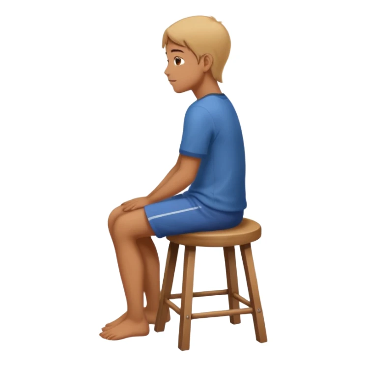 a person sitting on stool with full back head turn

 sticker