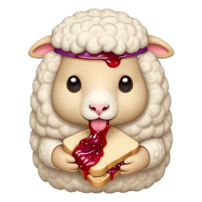 cute baby sheep eating peanut butter and jelly  sticker