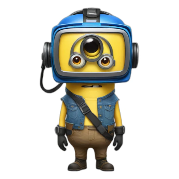 minion with a PSVR headset on his head sticker