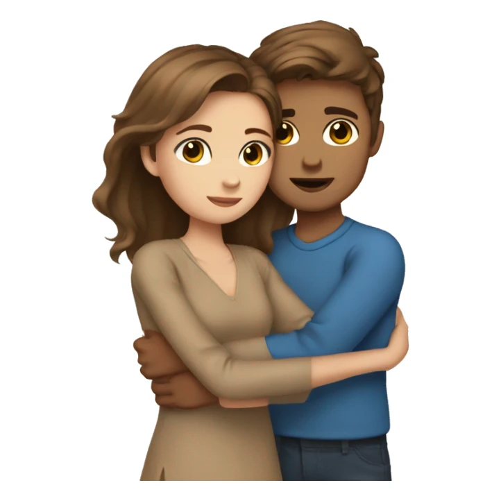 girl with blue eyes hugging tan boy brown hair  sticker