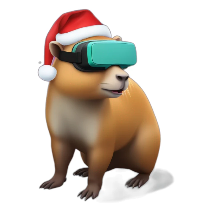 full body capybara in vr headset christmas sticker