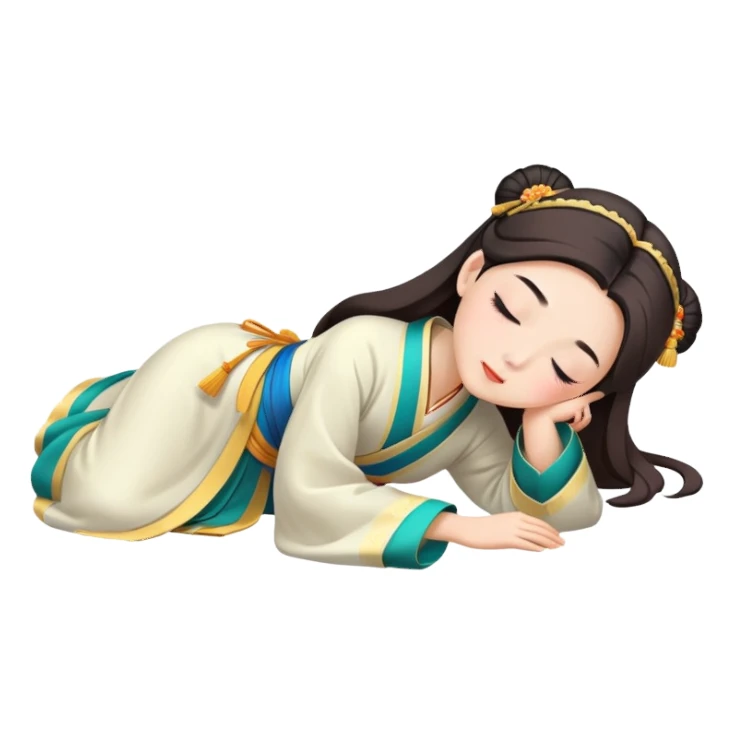 Beautiful girl in Hanfu lying on the ground sleeping sticker
