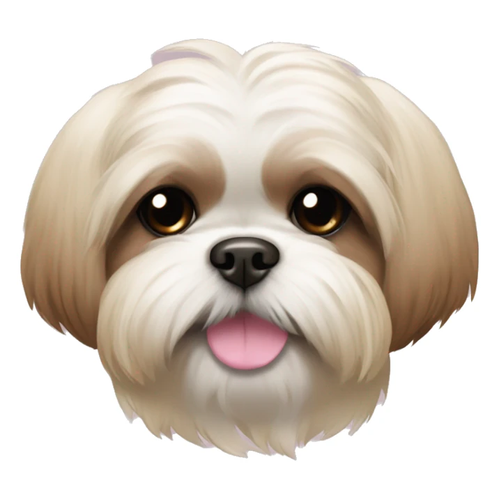 shih tzu cream colored with a brown nose and muzzle with pink bow sticker