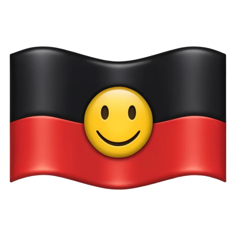 A wawy black and red rectangle with medium sized yellow circle in the middle flag sticker
