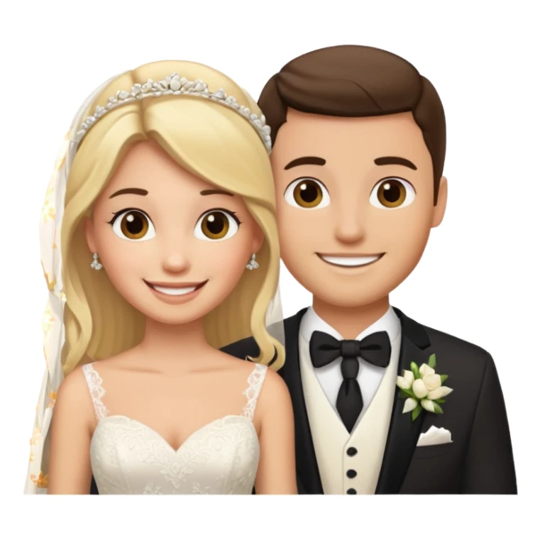 brunette groom blonde brideemoji sticker