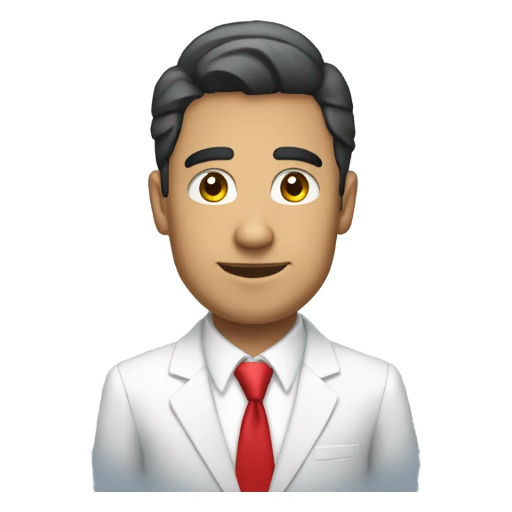 Hispanic man wearing white shirt and blue suit, red tie. Salesman  sticker