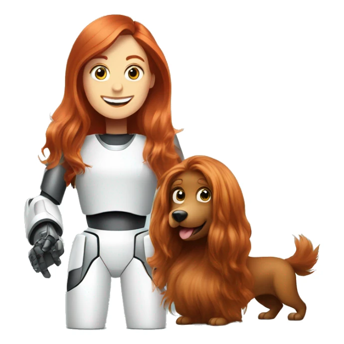 A robot vacuum and a long haired redhead lady being best friends sticker