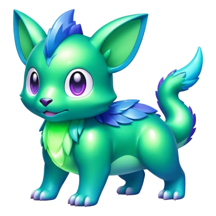 Shiny epic green blue and purple animal-fakemon sticker