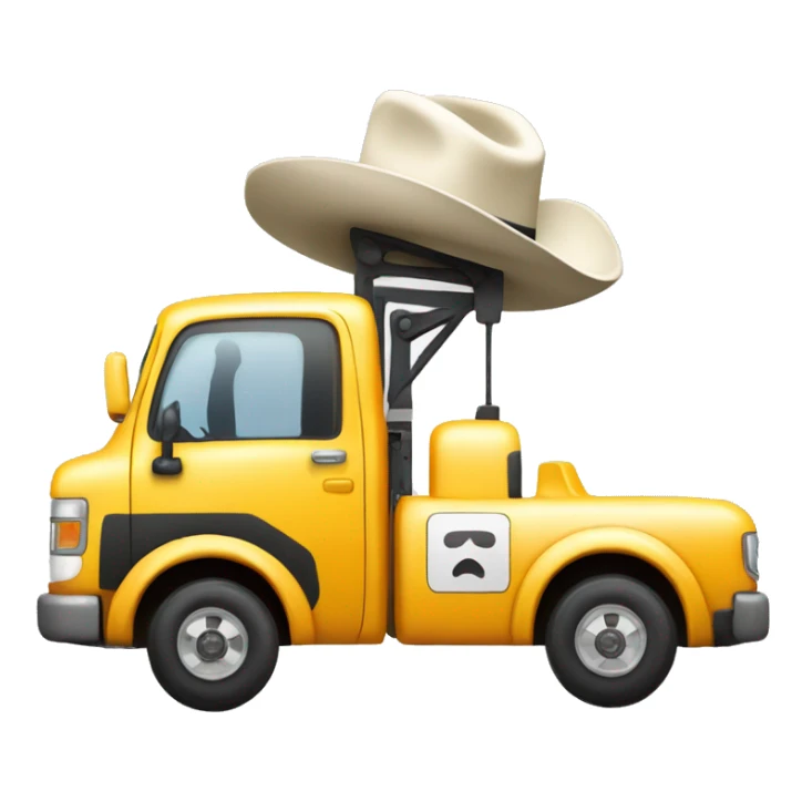 tow truck with white cowboy hat on cab sticker