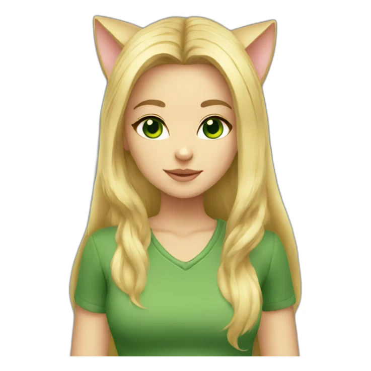 Cat girl blonde long hair green eyes sticker