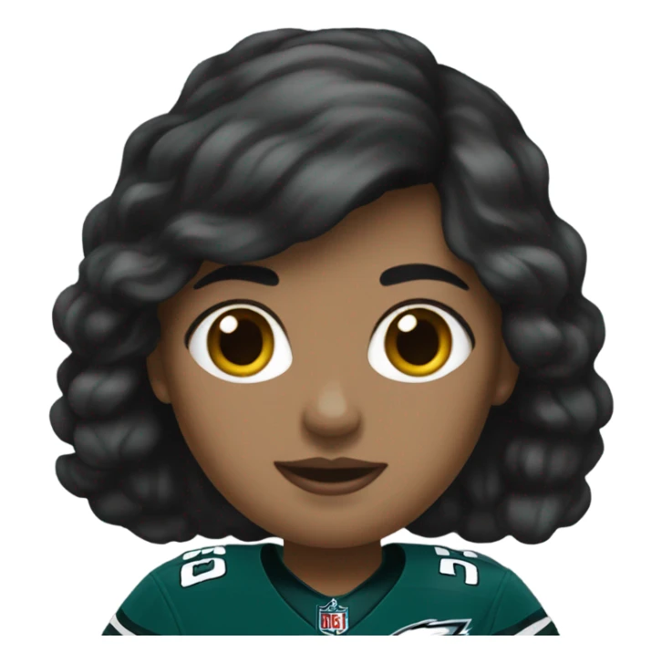  White female dark hair wearing Philadelphia Eagles jersey sticker