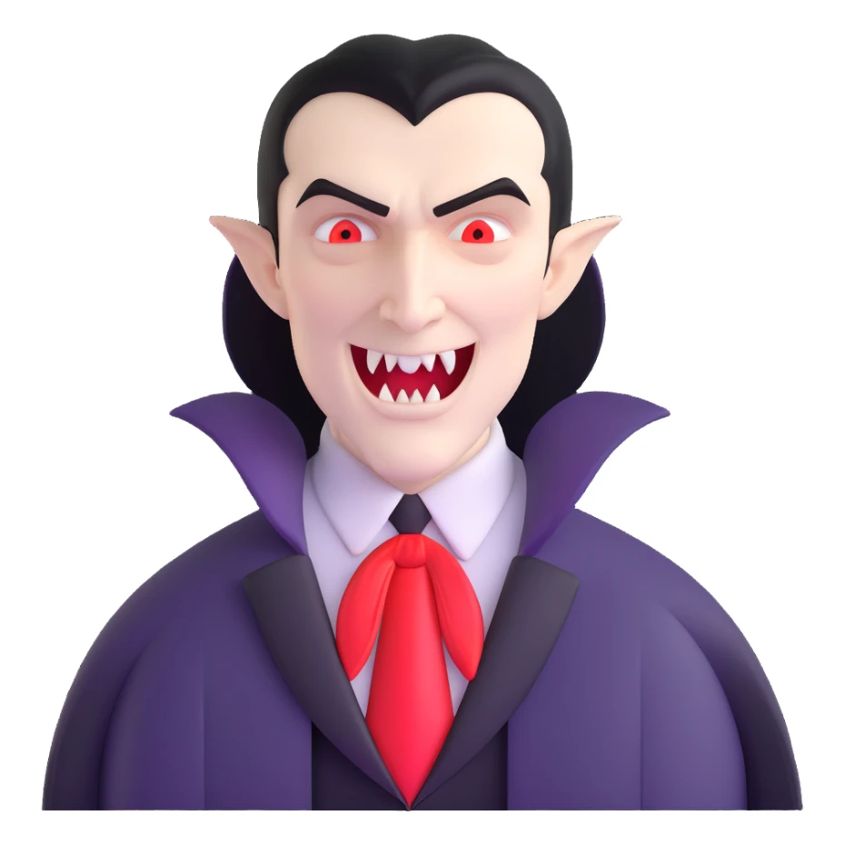 Count Dracula with pale skin and vampire fangs sticker