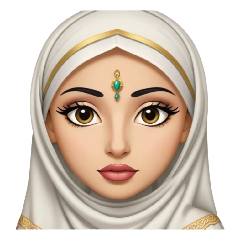 Arabian features pretty big lips, arabian clothes, light skin,  dark eyes, pretty bratz baddie, black eyeliner.  sticker