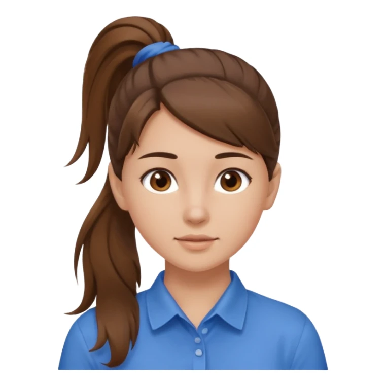 a brown haired girl  in one high ponytail but make her really pretty with brown eyes sticker