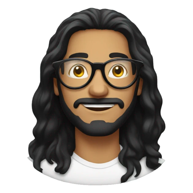 long black hair guy with circle eyewear sticker