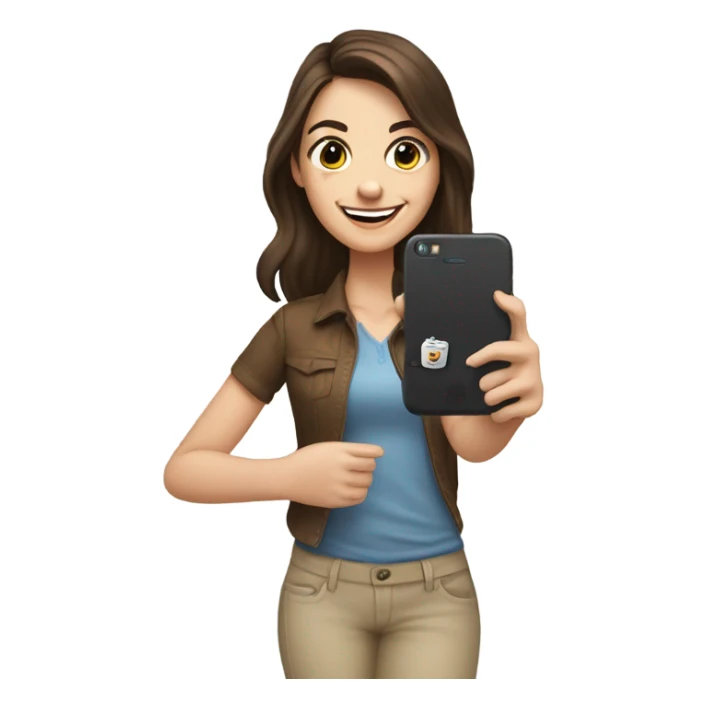 Brunette white Girl taking selfie with her phone sticker