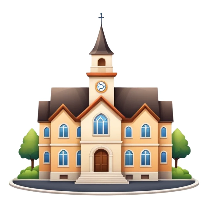 symbol for municipality with town hall building and small houses sticker