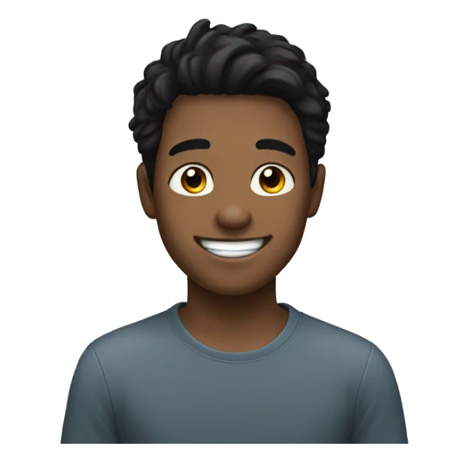boy with black hair and smile sticker