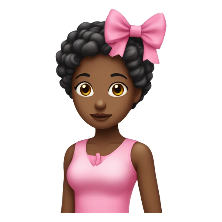 black girl wearing pink cute outfit and a cute pink bow sticker