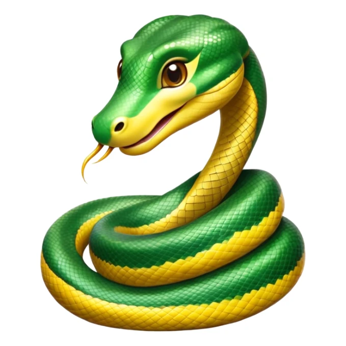 cinematic-cute-anaconda-portrait-emoji,-head-tilted-playfully-and-inquisitively,-with-a-sleek,-shimmering-body-adorned-with-detailed-scale-patterns-and-round,-sparkling-eyes-full-of-wonder,-simplified-yet-irresistibly-adorable-features sticker