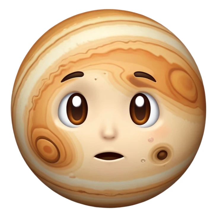 Jupiter planet with a cute sad face, teary eyes sticker
