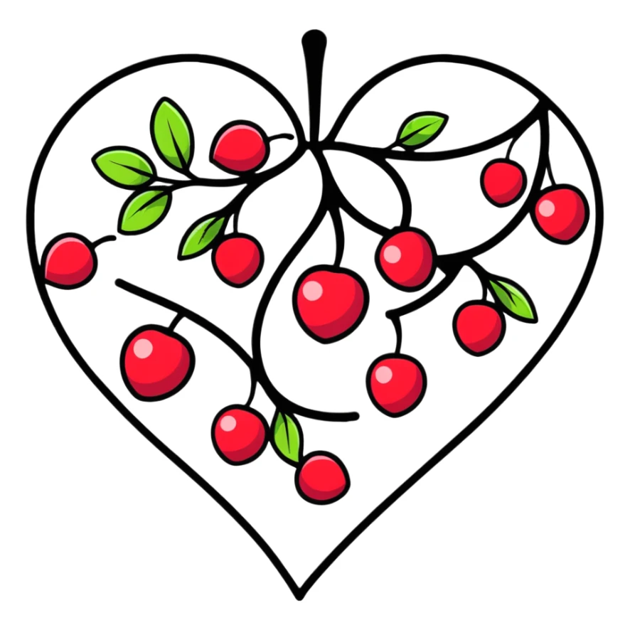 heart shape made out of berries sticker