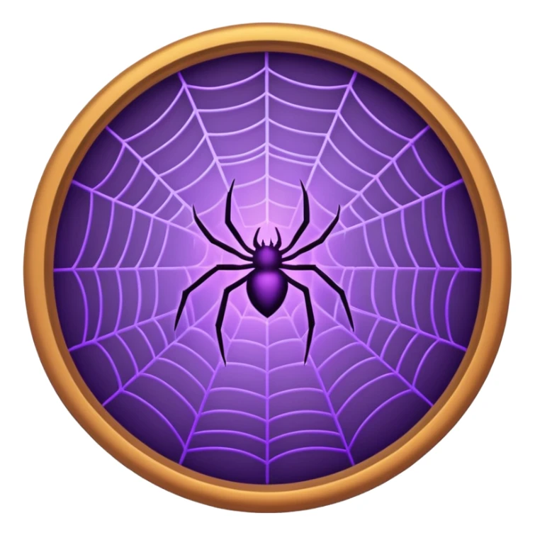 a circular frame of glowing purple spider webs with tiny bats  sticker