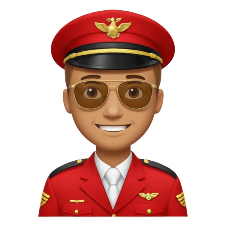 Smiling military man with sunglasses in red uniform sticker