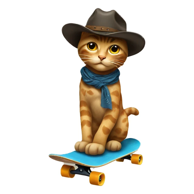 a cool cowboy cat on skateboard sticker