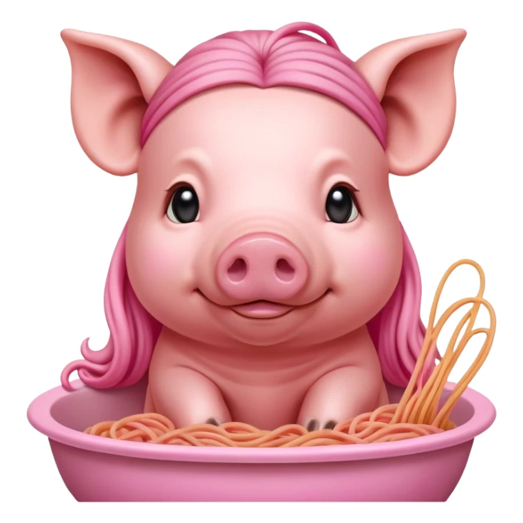  renaissance monalisa pig with pink spaghetti background  sticker