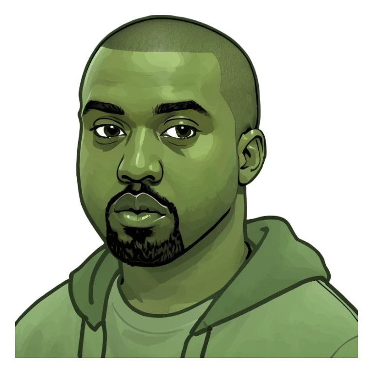 The rapper Kanye West in a Red Ferrari  sticker