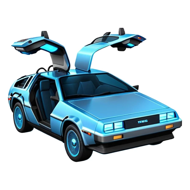 DeLorean car from Back to the Future with Tron movie feel sticker