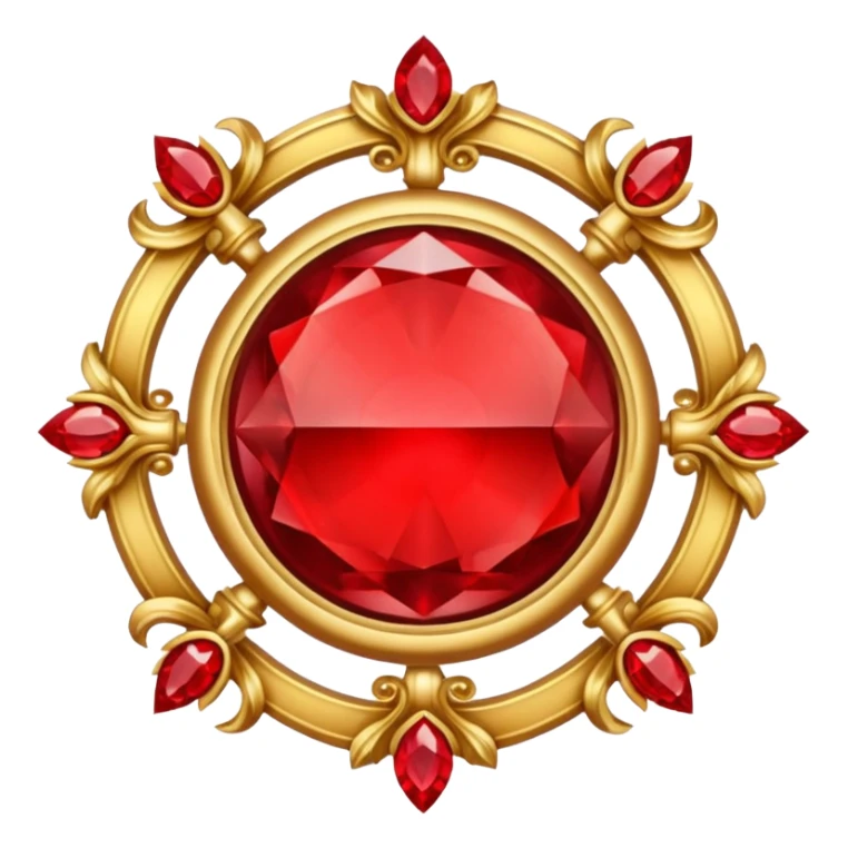 Golden circle crest with red gems sticker