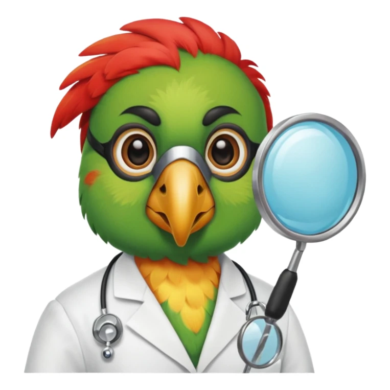 Parrot doctor with head mirror and mask.
 sticker