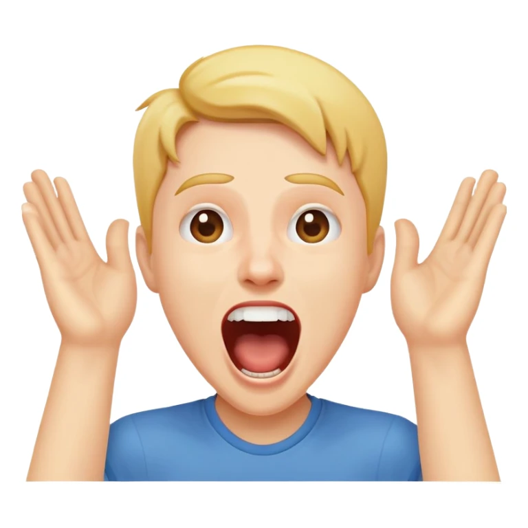 person with open mouth screaming with joy and excitement, raised hands sticker