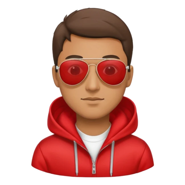 man with aviator sunglasses wearing a red hoodie sticker