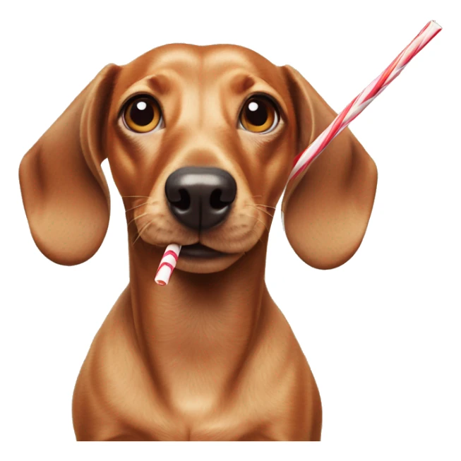 Dachshund with drinking straw looking crazy but cute  sticker