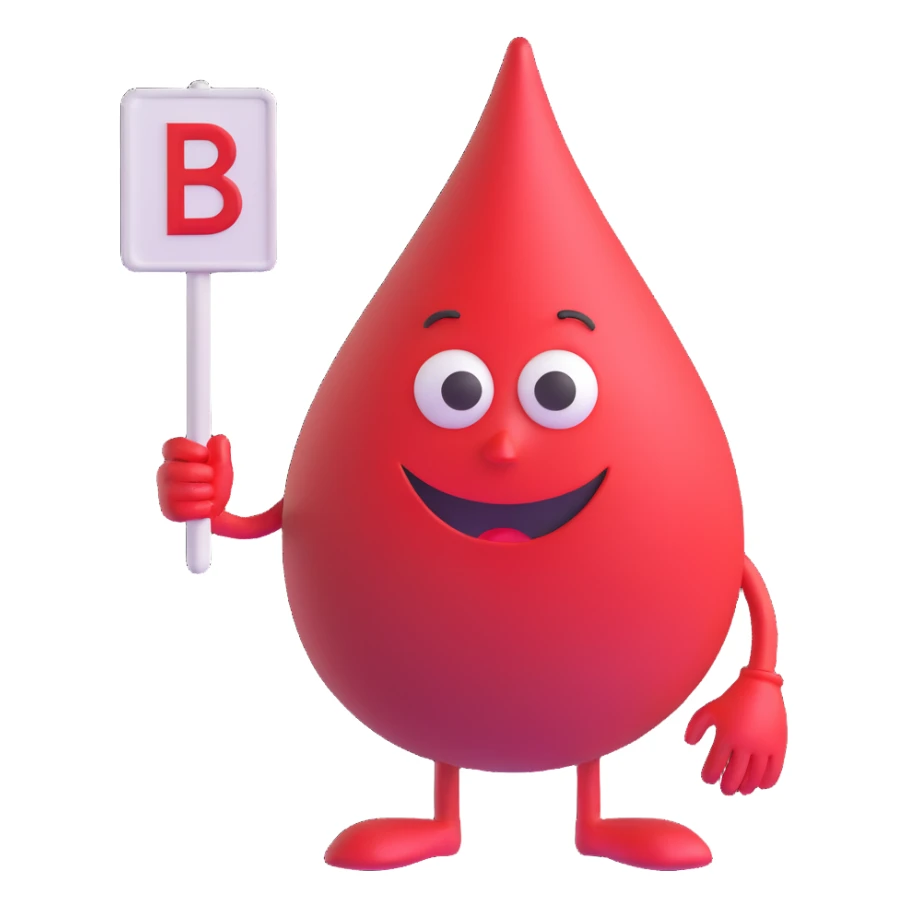 blood drop character holding a B.R.B. sign sticker