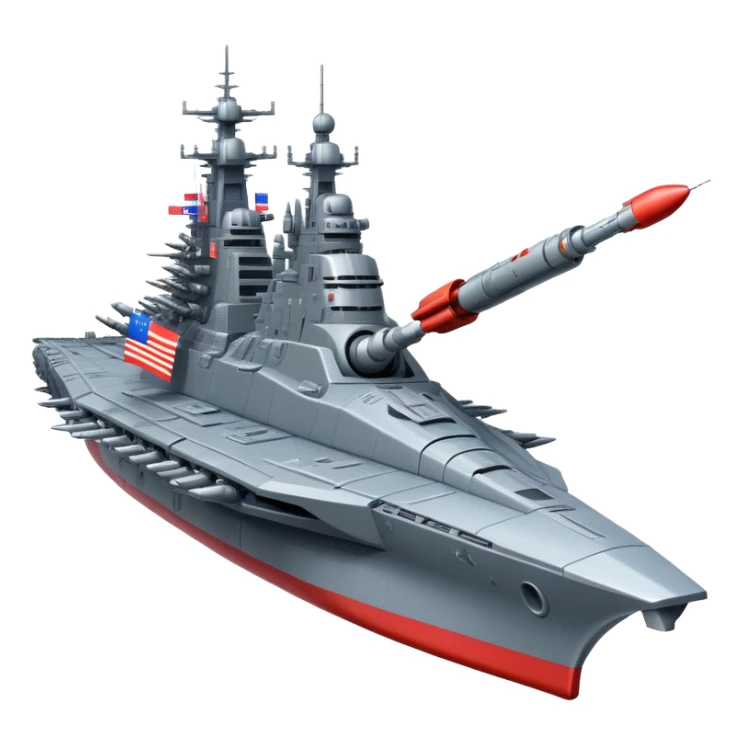 Huge Russian space battleship with prominent flag and missile launchers sticker