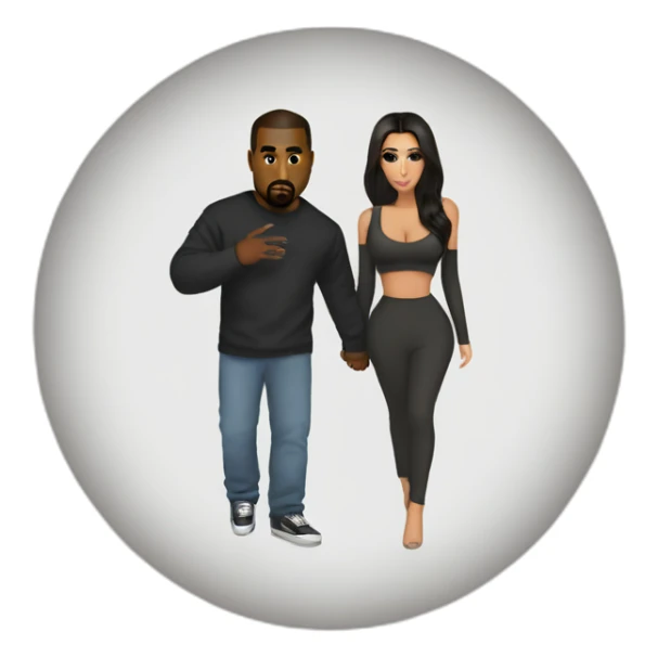 Kanye West holding Kim Kardashian sticker