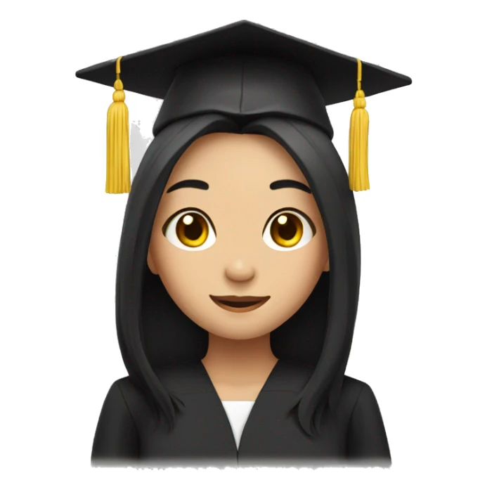 asian graduation girl with long black hair sticker