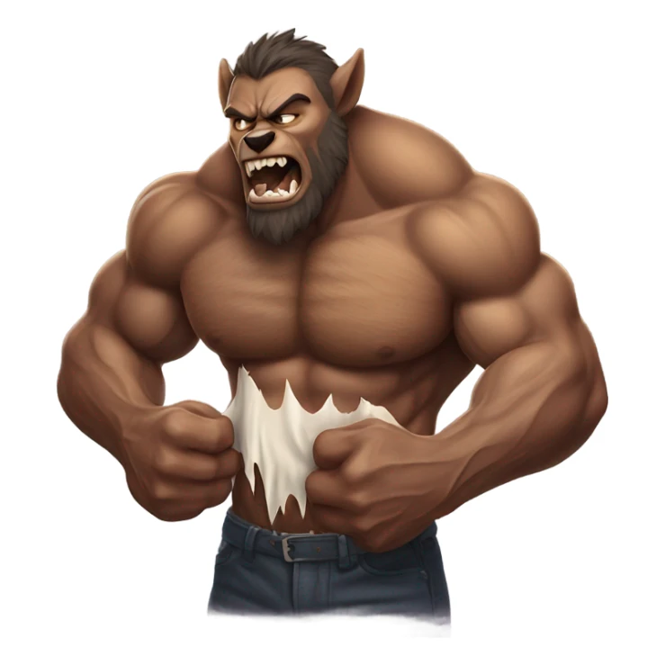 Werewolf man shirt ripping off  sticker