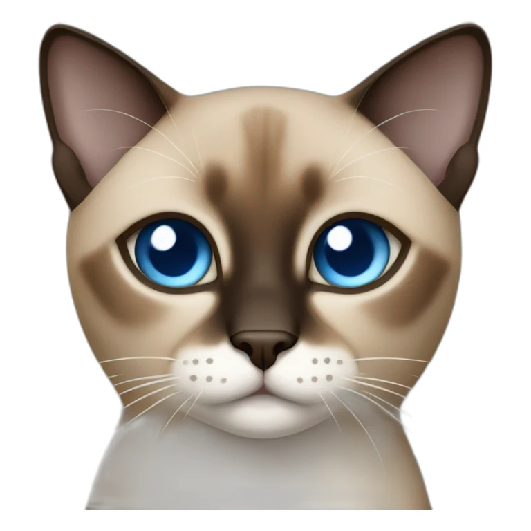 Light brown and black siamese Cat with blue eyes and white chin sticker