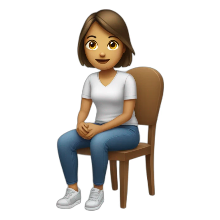A young woman sitting on a reversed chair sticker