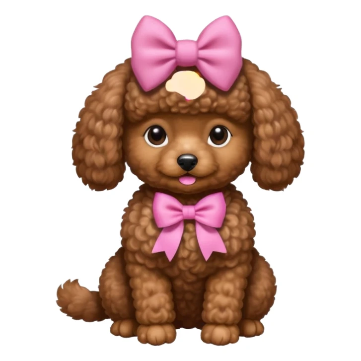 Brown toy poodle with pink bow sticker