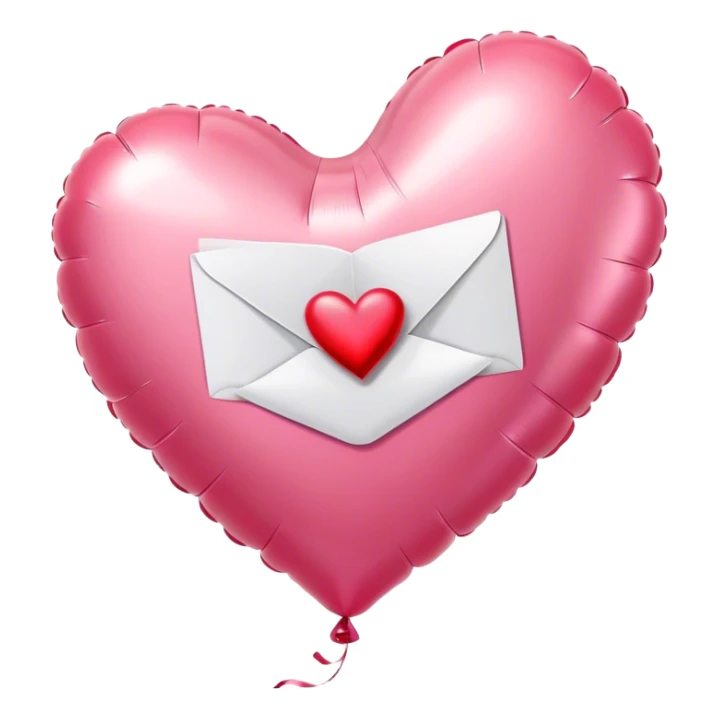 love letter in pink and red metallic heart-shaped balloons sticker