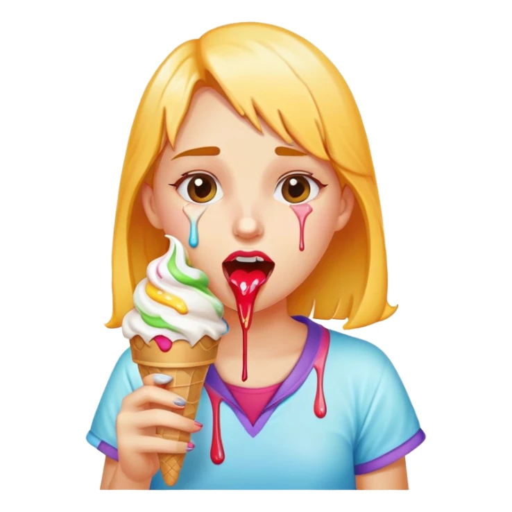 girl slurping ice cream cone  sticker