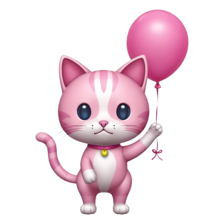 Make a pink cat with a balloon head, no the head is a balloon with the details of the cat head on the balloon head, make the body visible enough to where it’s big enough to be roughly the size of a cat body and make sure THAT THE CATS HEAD IS A BALLOON sticker