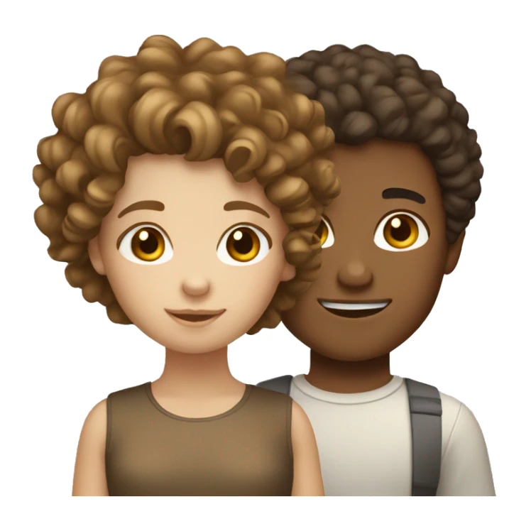 White brown haired girl and tan boy curly hair sticker